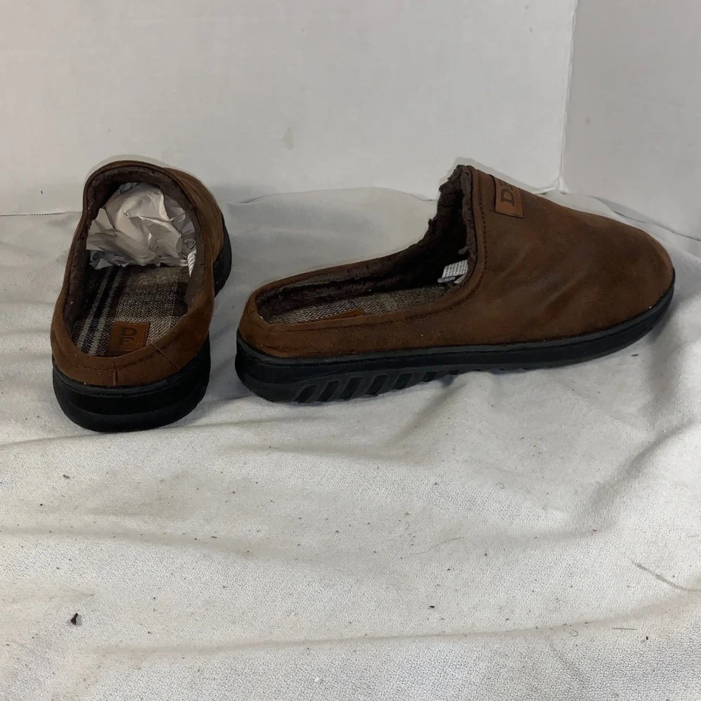 dearfoams Men's Brown Slip-On Suede Clog